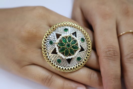 OVAL OXIDISED  RING SIVA by Anika