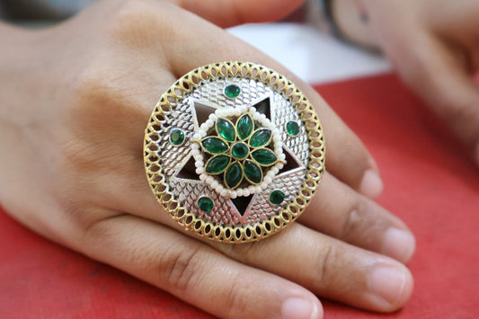 OVAL OXIDISED  RING SIVA by Anika