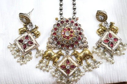 Kundan pink white Jewellery Set SIVA by Anika