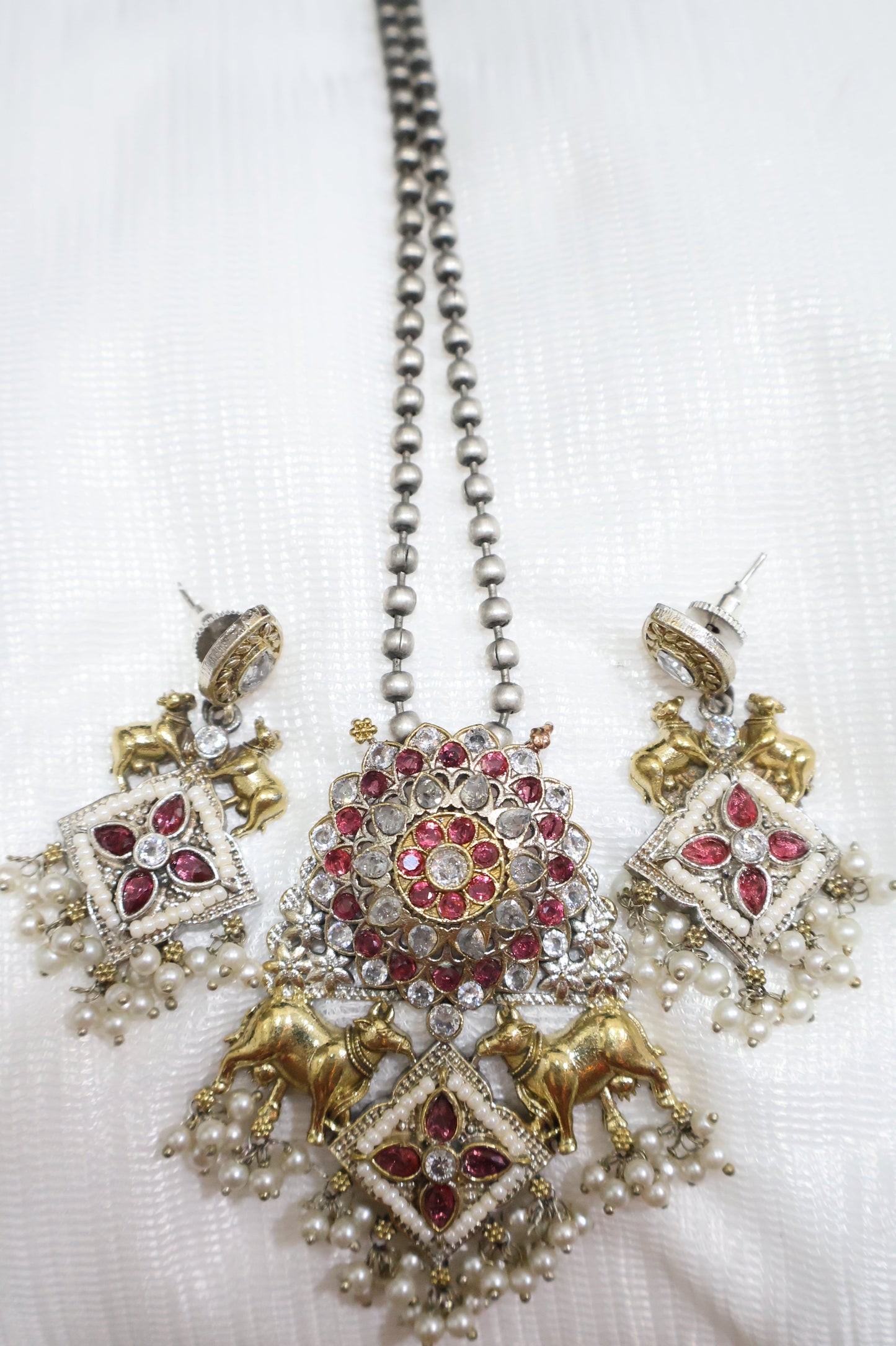 Kundan pink white Jewellery Set SIVA by Anika