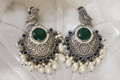 Green and White Earrings SIVA by Anika