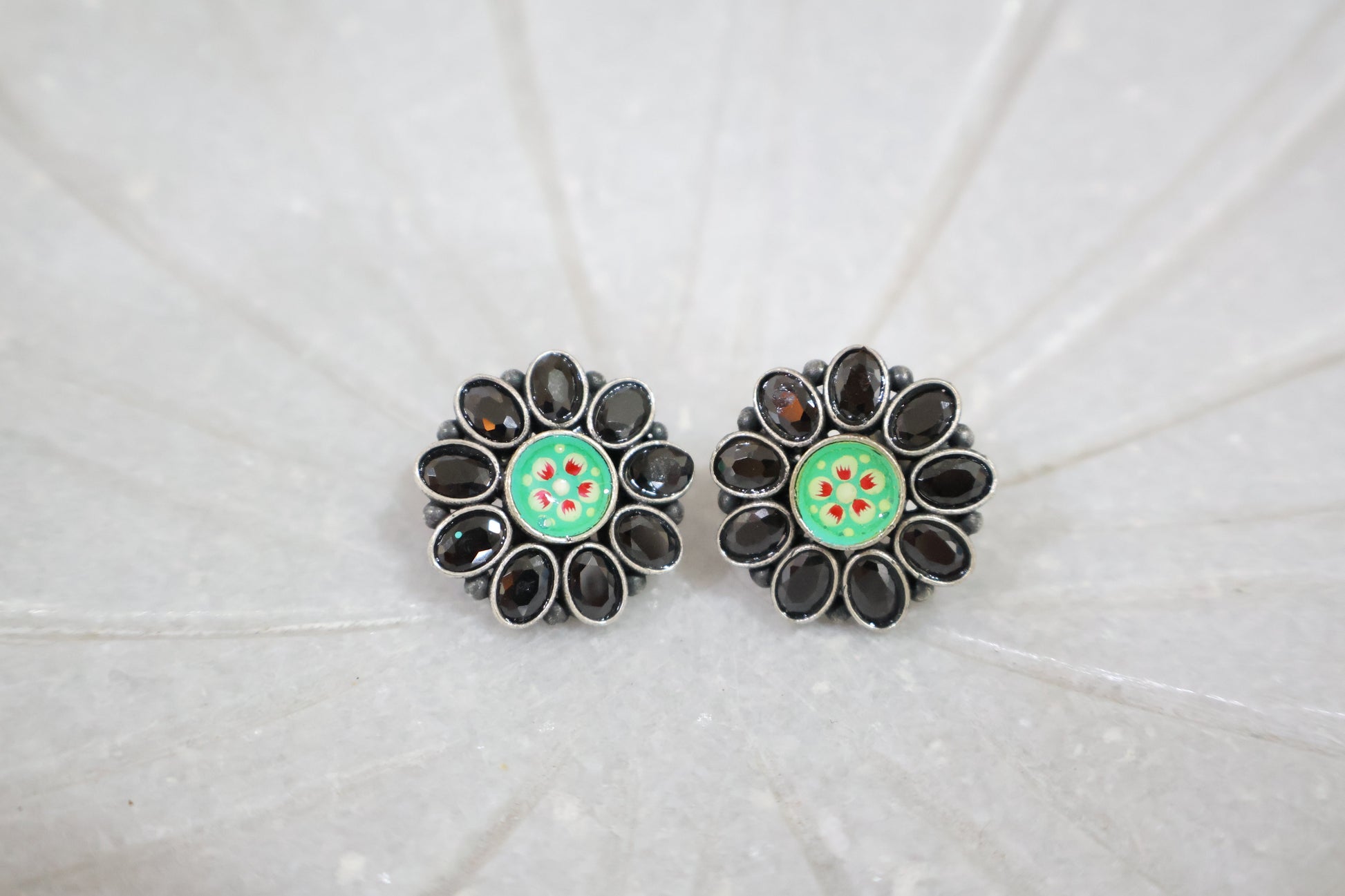 Black Green Classy Earrings SIVA by Anika