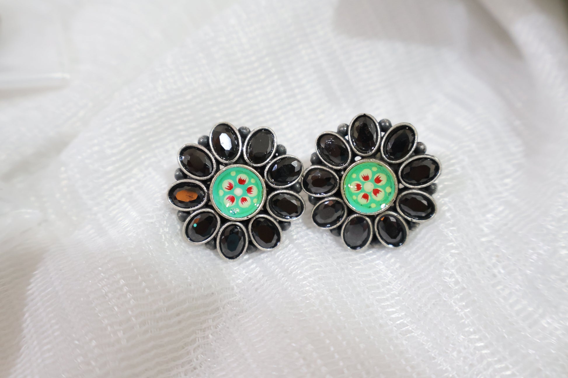 Black Green Classy Earrings SIVA by Anika