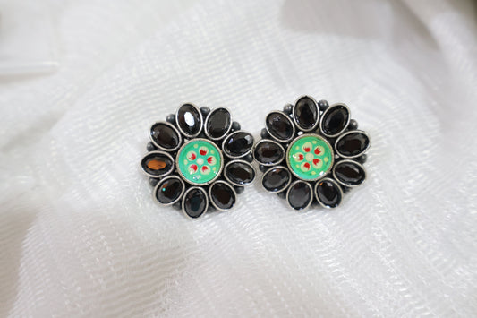 Black Green Classy Earrings SIVA by Anika
