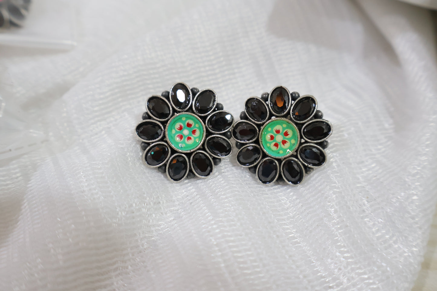 Black Green Classy Earrings SIVA by Anika