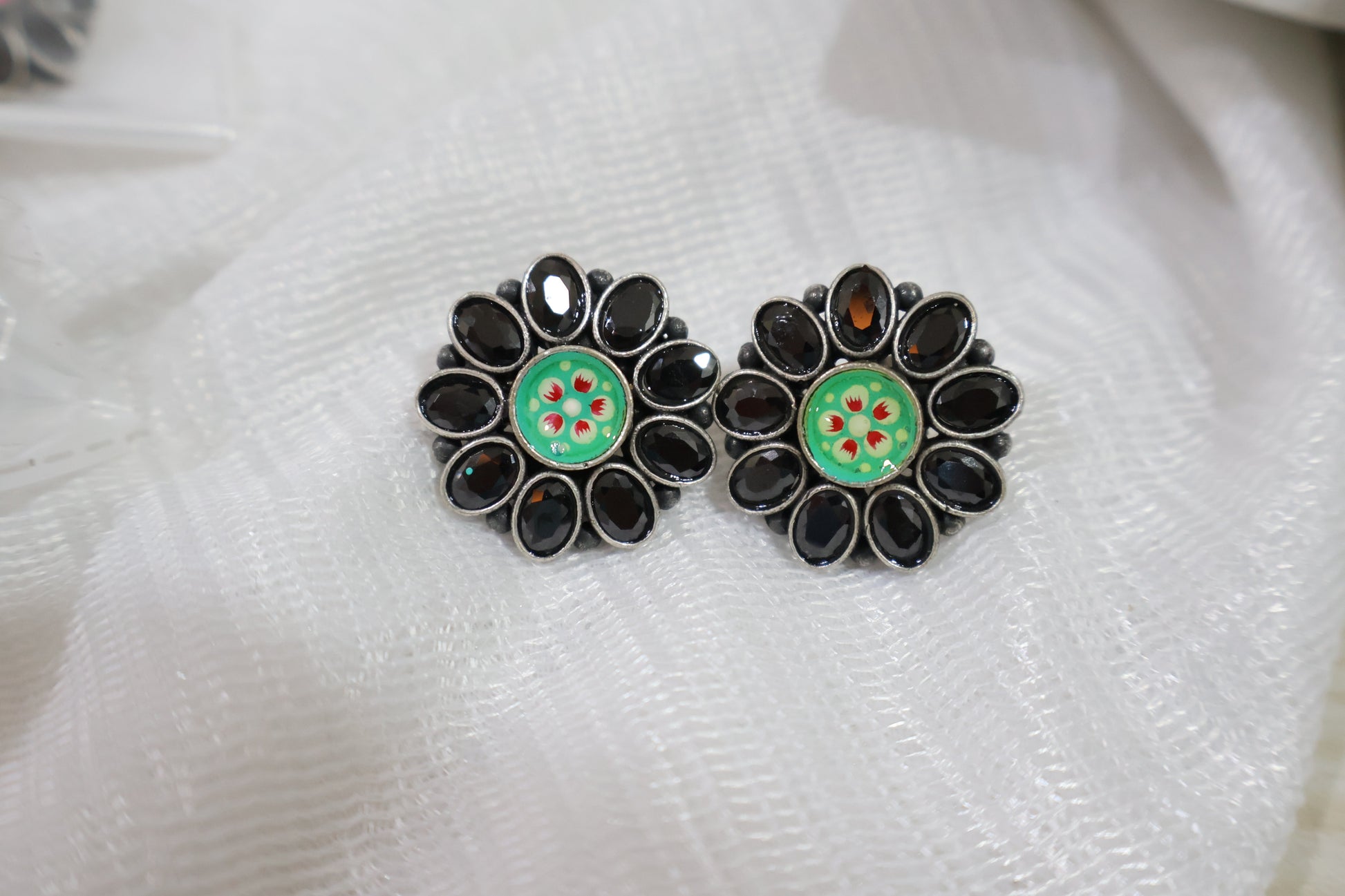 Black Green Classy Earrings SIVA by Anika