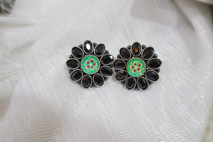 Black Green Classy Earrings SIVA by Anika