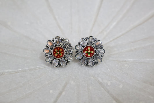 Red Flower Earrings SIVA by Anika