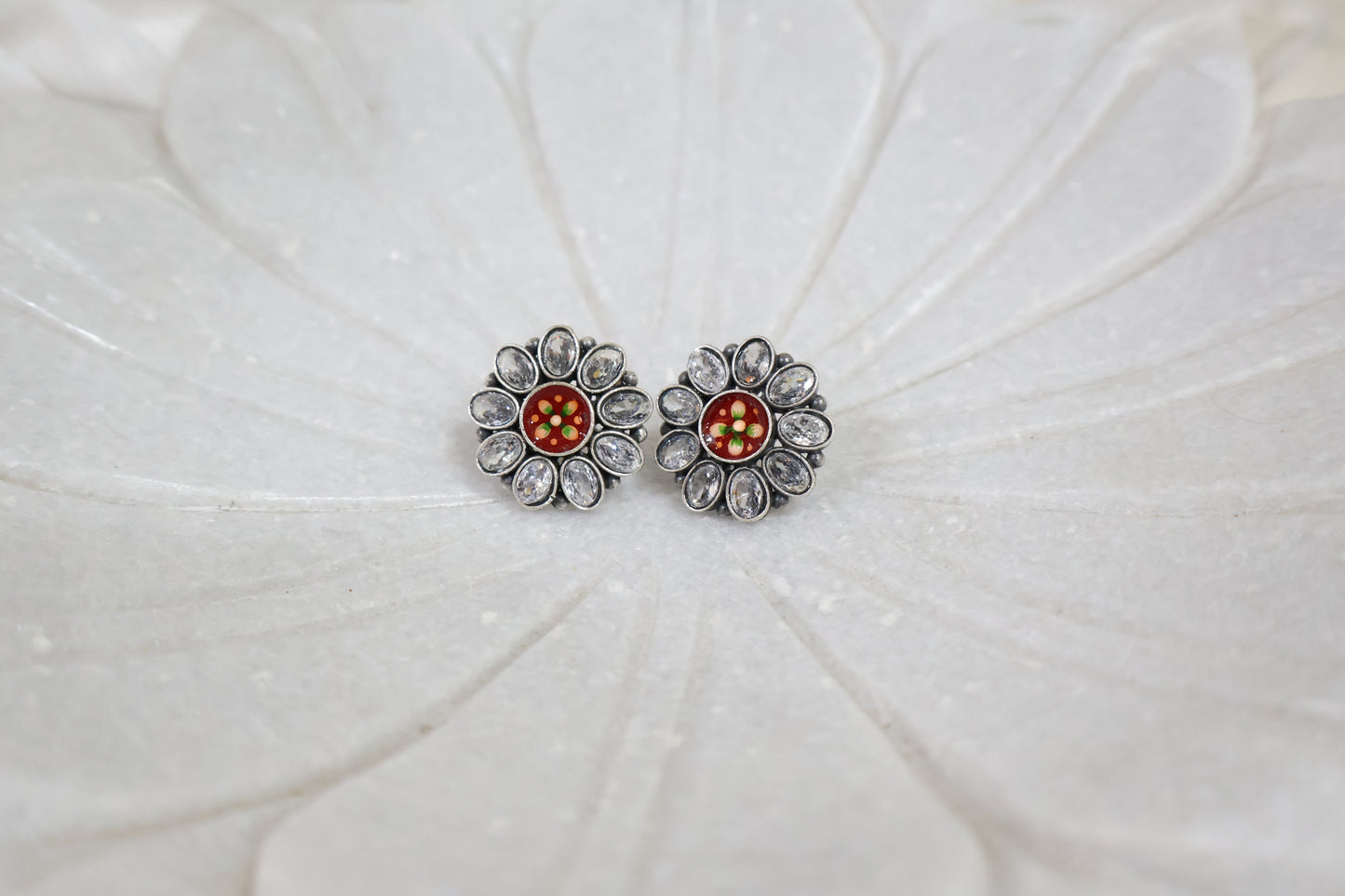 Red Flower Earrings SIVA by Anika