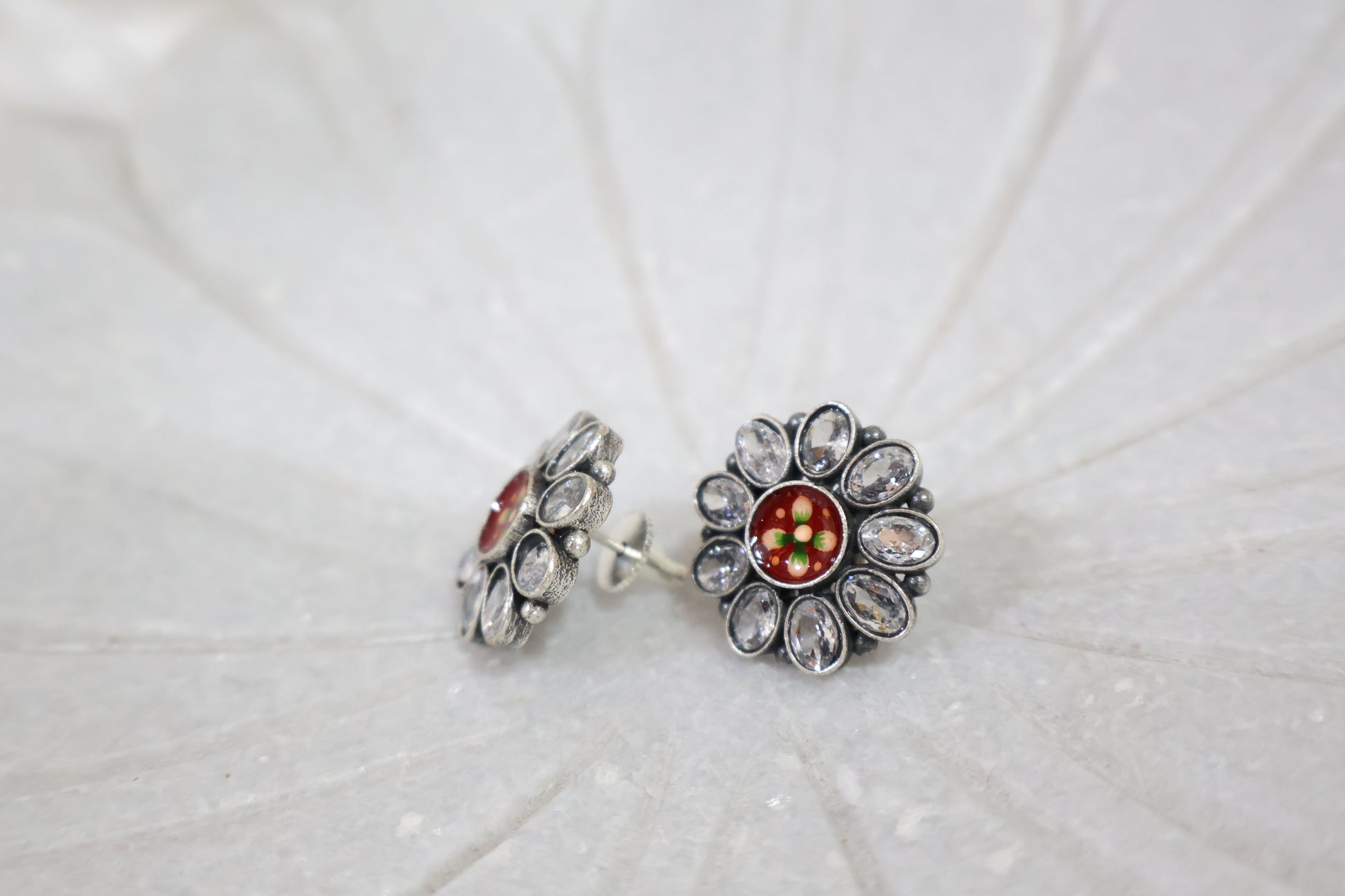 Red Flower Earrings SIVA by Anika