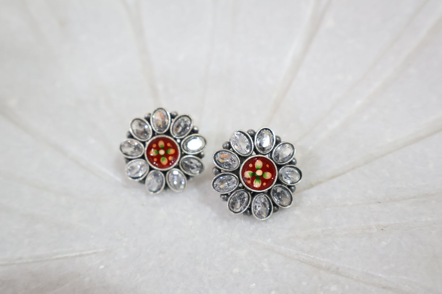 Red Flower Earrings SIVA by Anika
