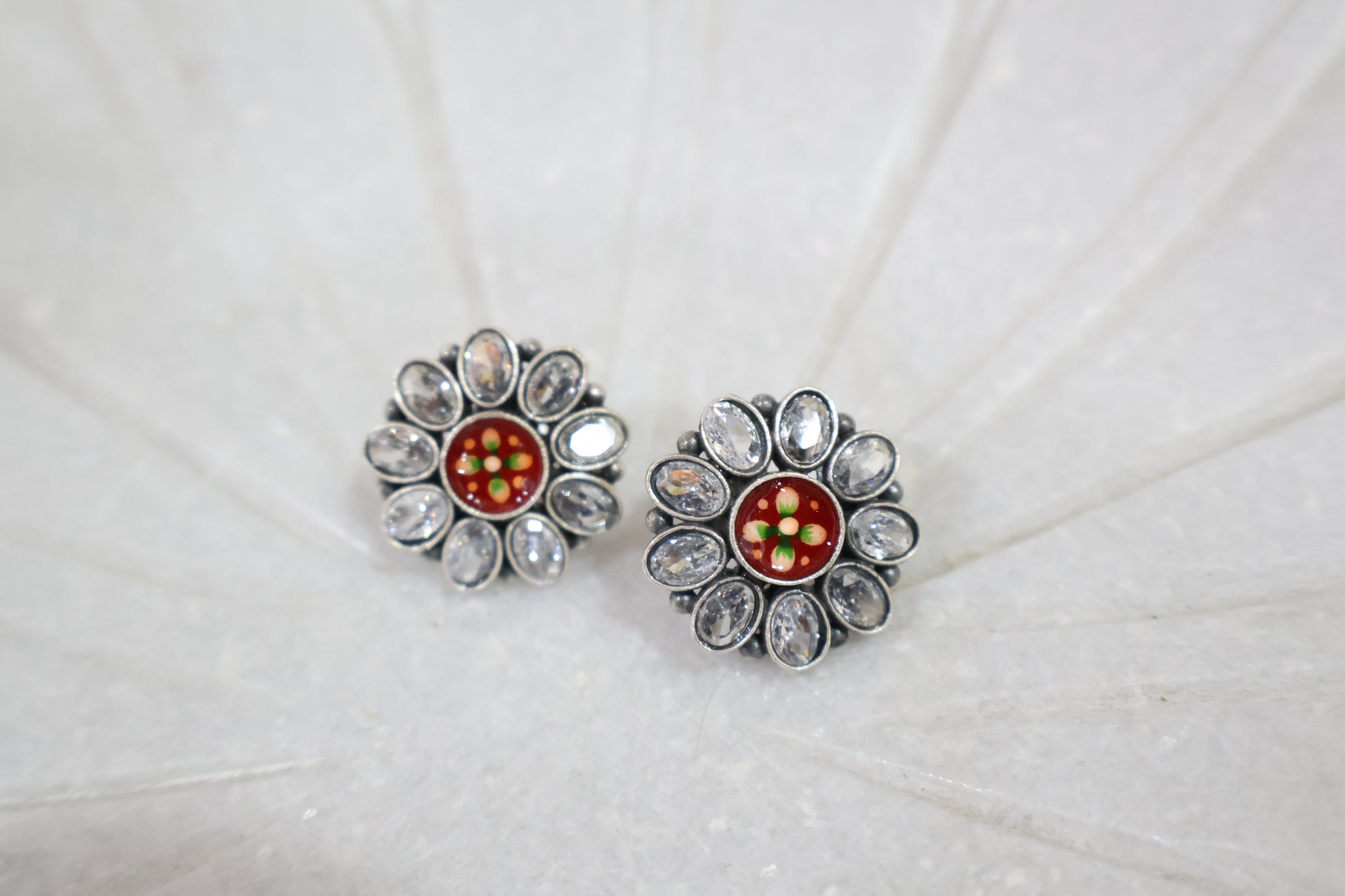 Red Flower Earrings SIVA by Anika