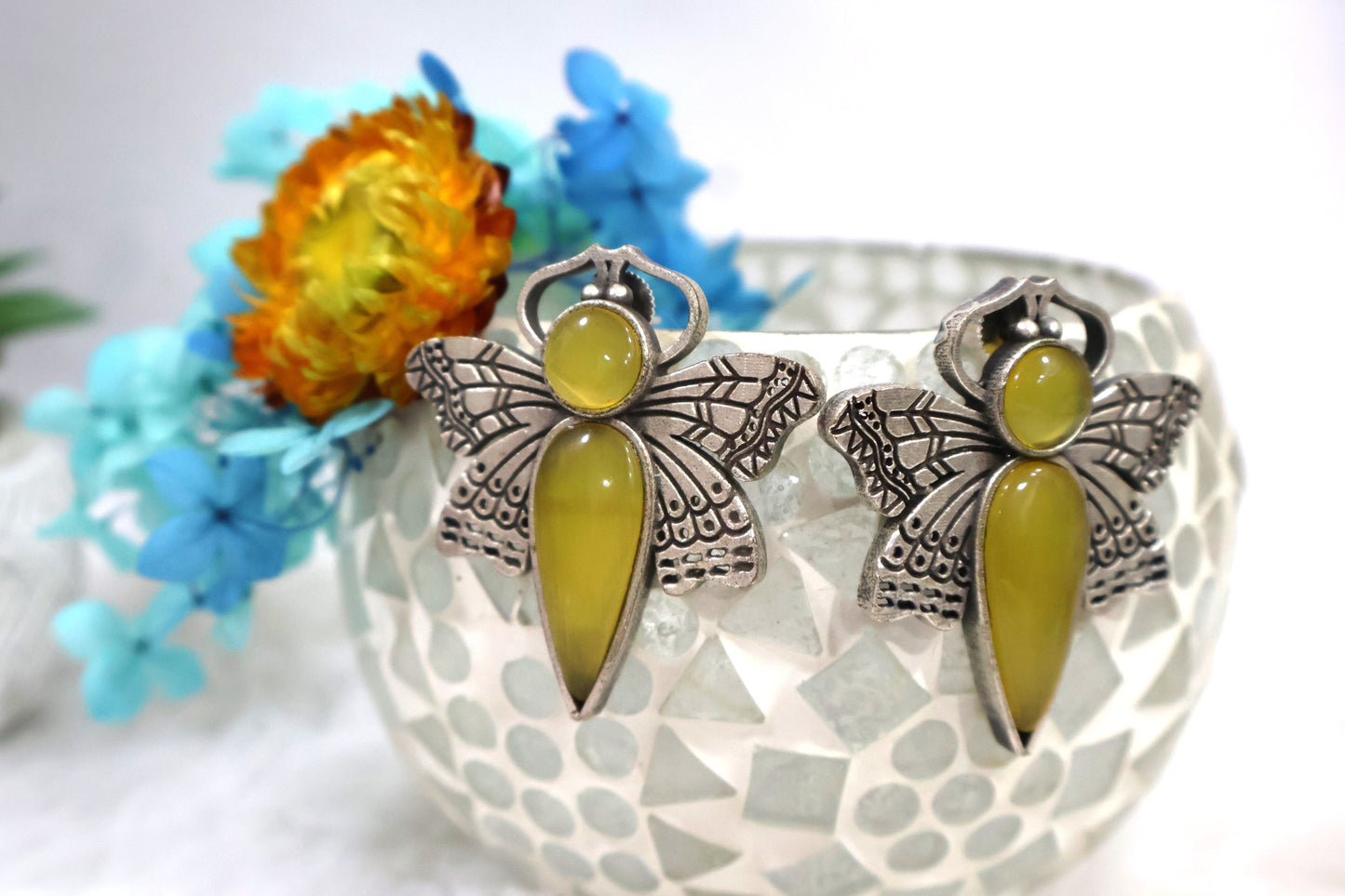 Yellow Butterfly Big Earrings SIVA by Anika