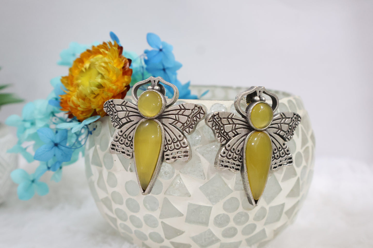 Yellow Butterfly Big Earrings SIVA by Anika