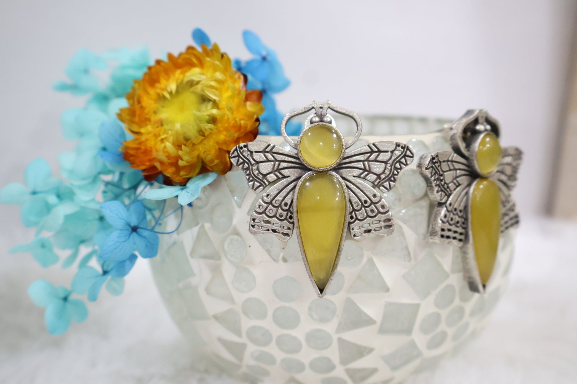Yellow Butterfly Big Earrings SIVA by Anika