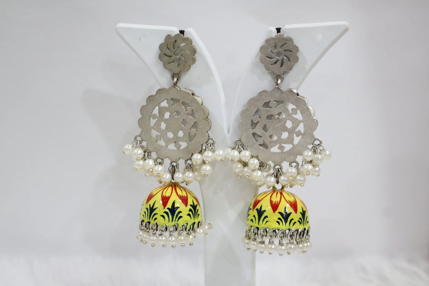 Yellow Artwork jhumka Earrings SIVA by Anika