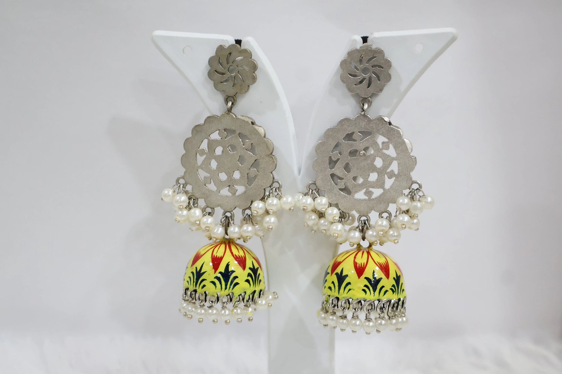 Yellow Artwork jhumka Earrings SIVA by Anika