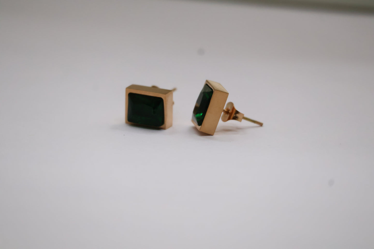 Green square stud Earrings SIVA by Anika