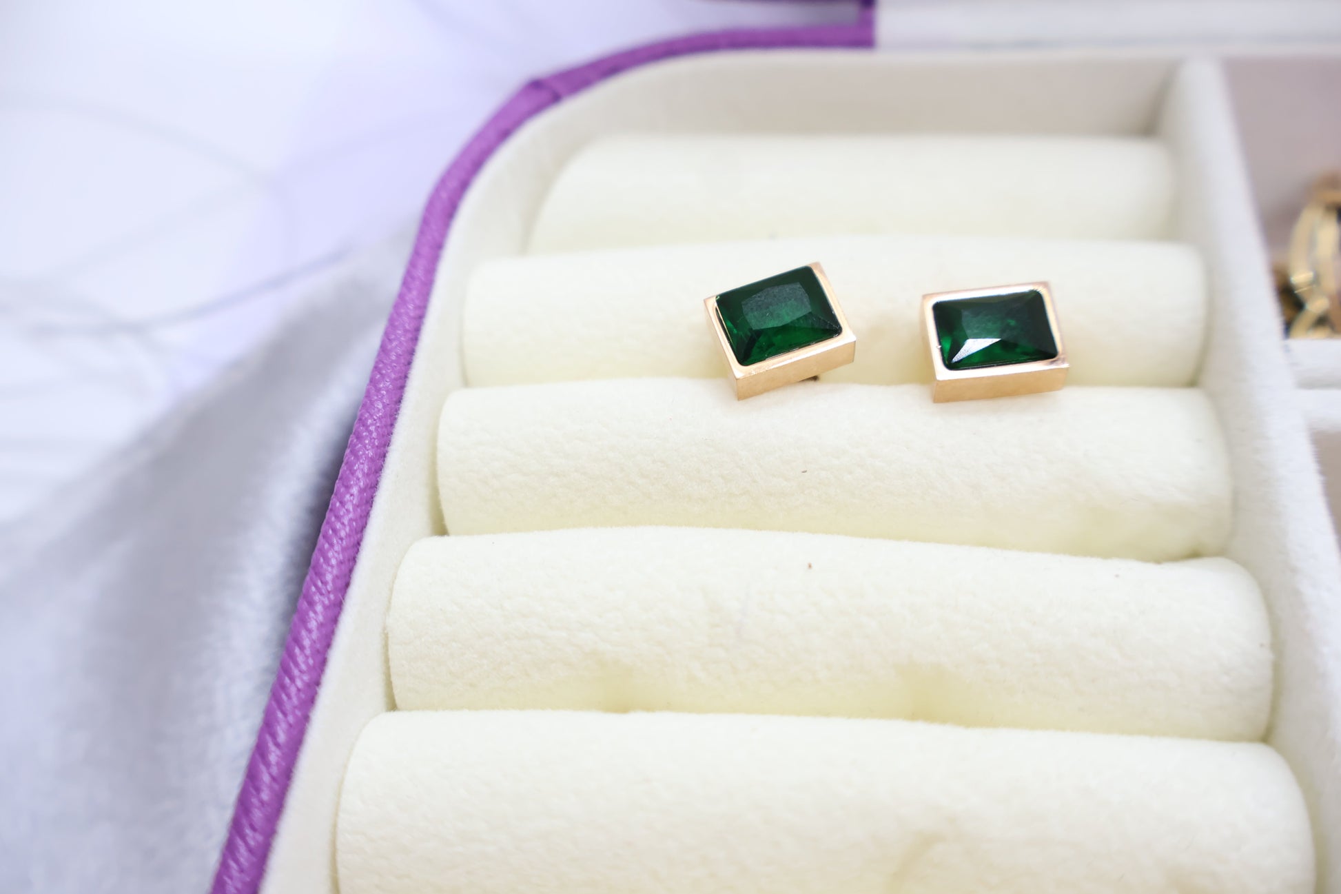 Green square stud Earrings SIVA by Anika