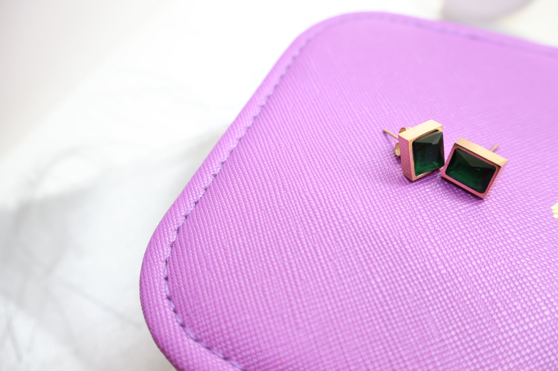 Green square stud Earrings SIVA by Anika