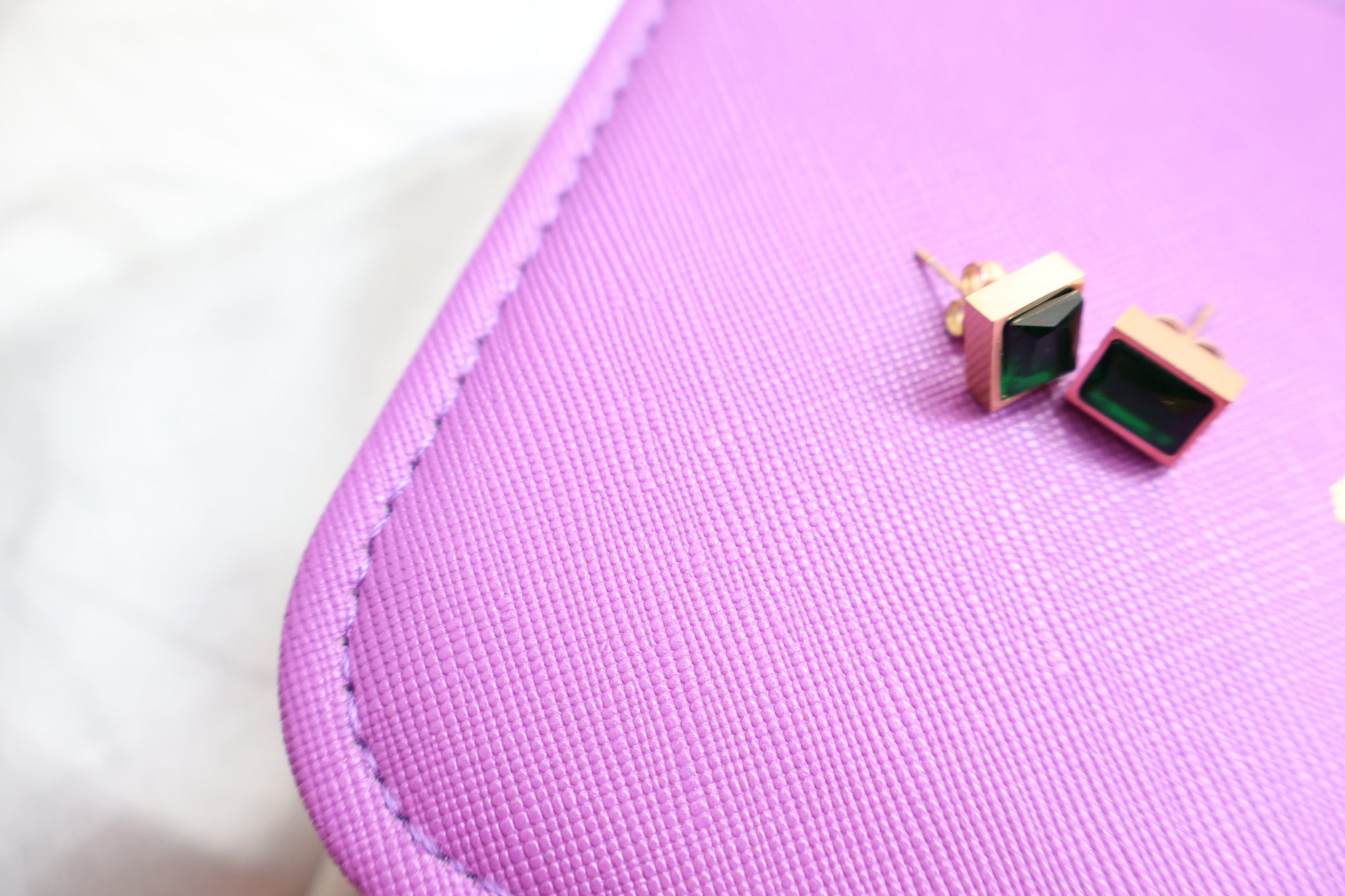 Green square stud Earrings SIVA by Anika