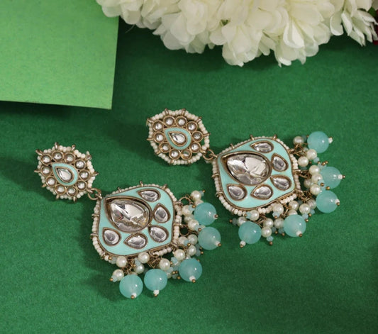 Blue Kundan Earrings SIVA by Anika