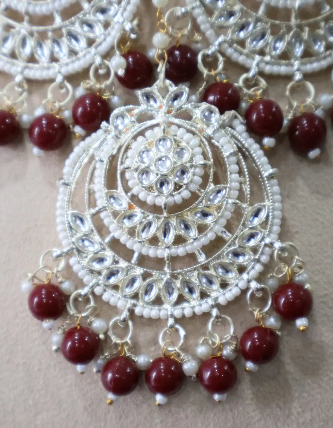 Maroon silver Jewellery Set SIVA by Anika