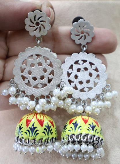 Yellow Intricate jhumka Earrings SIVA by Anika