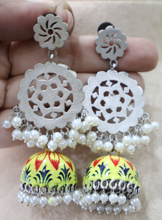 Yellow Intricate jhumka Earrings SIVA by Anika