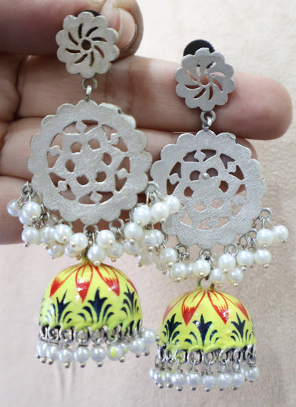 Yellow Intricate jhumka Earrings SIVA by Anika