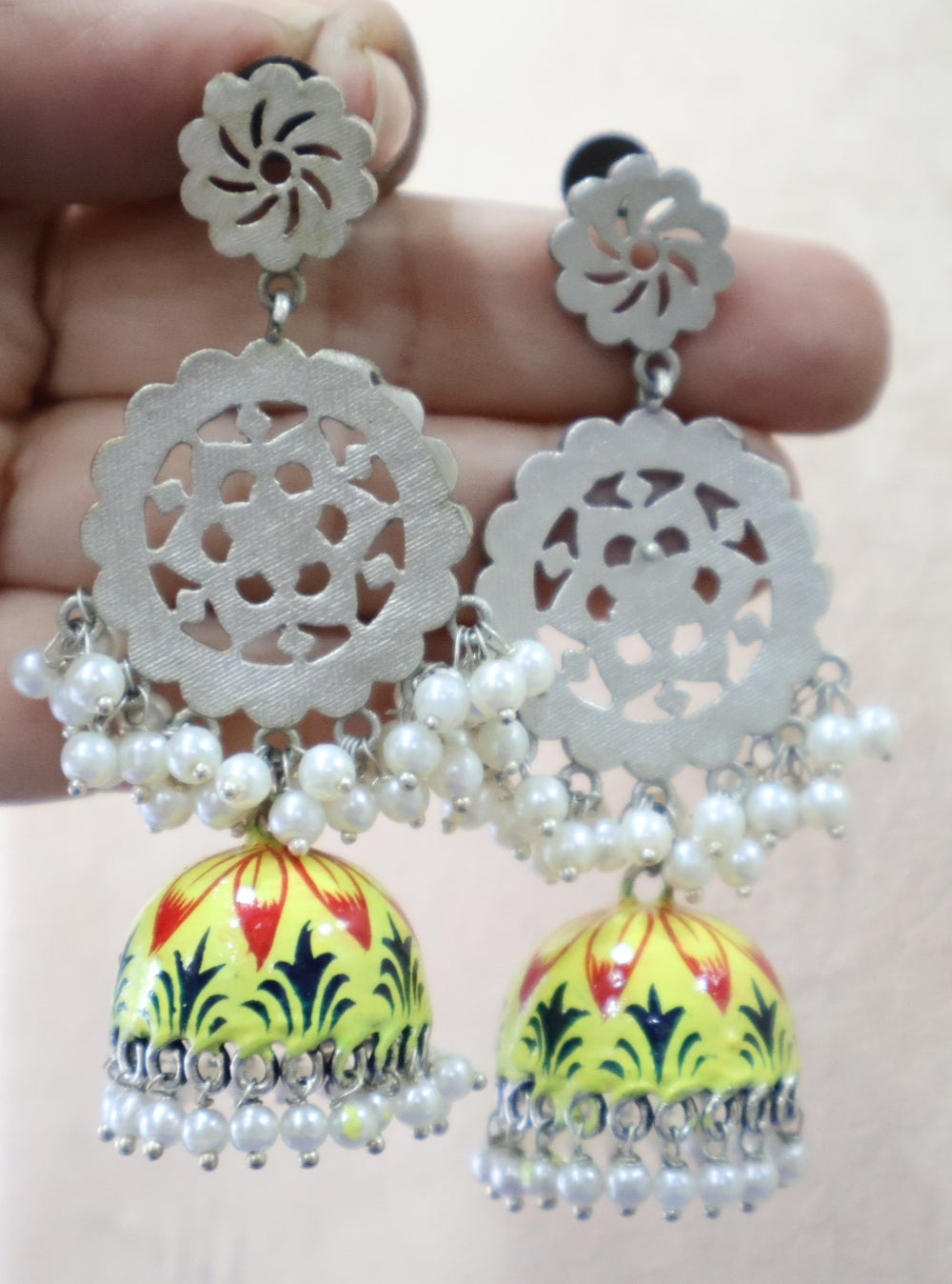 Yellow Intricate jhumka Earrings SIVA by Anika